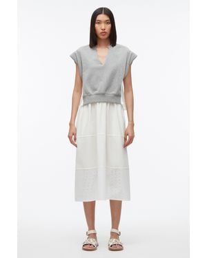 3.1 Phillip Lim Rolled Sleeve Mix Media Dress - White