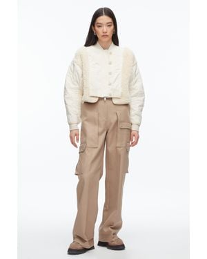 3.1 Phillip Lim Cropped Sherpa Combo Bomber - Natural