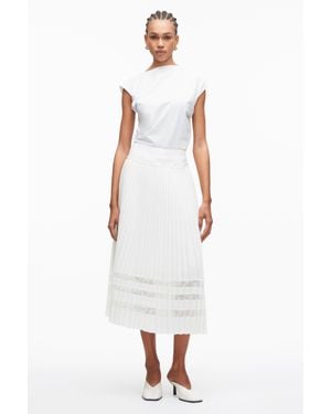 3.1 Phillip Lim Midi Pleated Skirt With Lace Insert - White