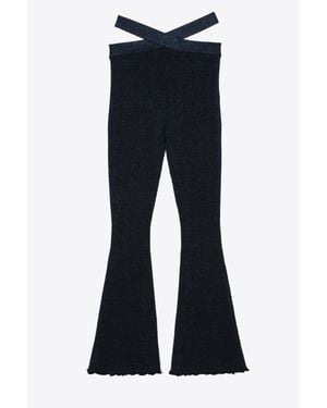 3.1 Phillip Lim Lurex Wide Leg Knit Pant - Blue