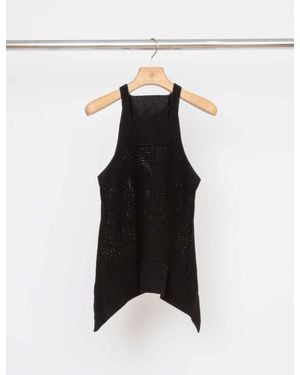 3.1 Phillip Lim Mercerised Textured Cotton Tank With Scarf Hem - Black