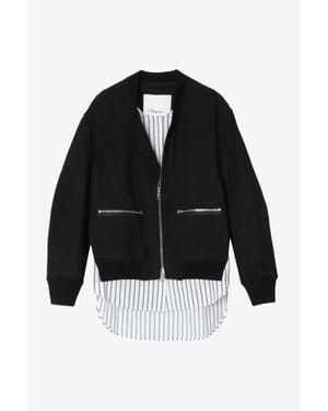3.1 Phillip Lim Bomber With Trompe Loeil Underlay - Black
