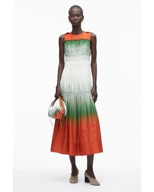 3.1 Phillip Lim Ombré Voile Gathered Maxi Dress - White