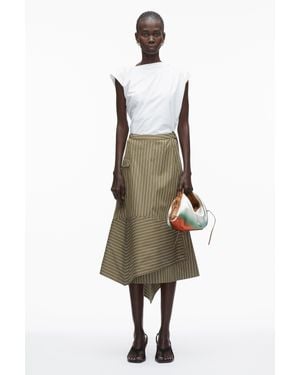 3.1 Phillip Lim Stripe Poplin Wrap Skirt - White