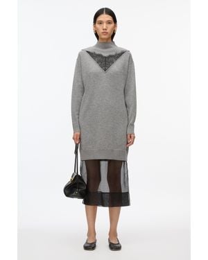 3.1 Phillip Lim Mockneck Knit Dress With Lace Inlay - Gray