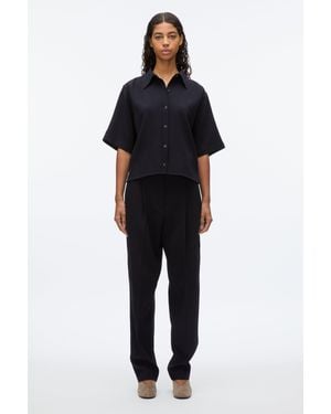 3.1 Phillip Lim Wool Crepe Boxy Shirt Sleeve Shirt - Black