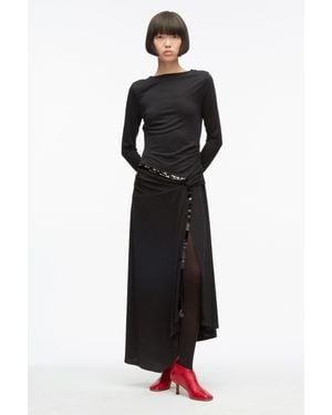 3.1 Phillip Lim Embellished Drape Jersey Midi Dress - Black