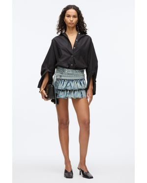 3.1 Phillip Lim Ruffle Denim Mini Skirt - Black