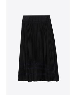 3.1 Phillip Lim Midi Pleated Skirt With Lace Insert - Black