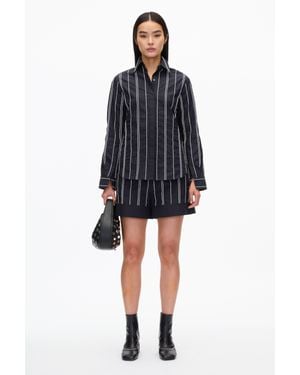 3.1 Phillip Lim Relax Fit Poplin Shirt With Wave Embroidery - Black