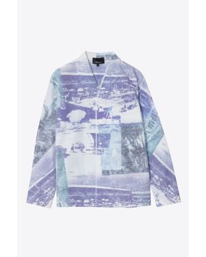 3.1 Phillip Lim Long Sleeve Postcard Printed Shirt - Blue