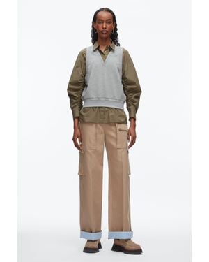 3.1 Phillip Lim Layered Vest Ruched Sleeve Shirt - Multicolor