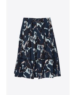 3.1 Phillip Lim Abstract Vines Utility Skirt With Belt - Blue