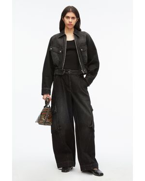 3.1 Phillip Lim Dyed Denim Cropped Bomber Jacket - Black