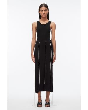 3.1 Phillip Lim Knit Midi Skirt With Piping - Black