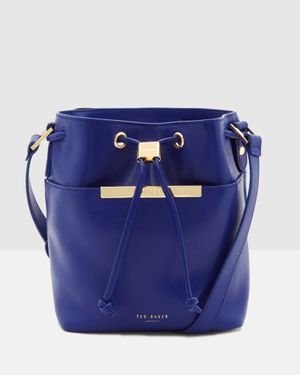 Ted Baker Crosshatch Leather Mini Bucket Bag - Blue