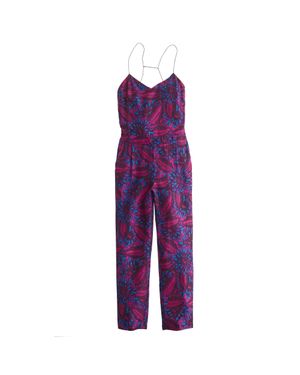 J.Crew Midnight Floral Silk Jumpsuit - Purple