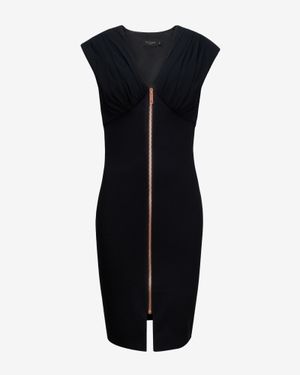 Ted Baker Zip Front Bodycon Dress - Black