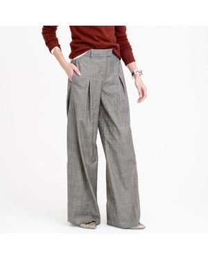 J.Crew Wide-leg Pant In Glen Plaid Wool - Gray