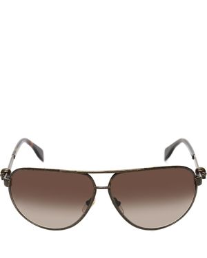 McQueen Metallic Skull Pilot Sunglasses - Brown