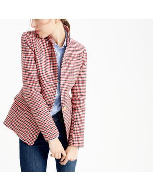 J.Crew Regent Blazer In Red Houndstooth Plaid