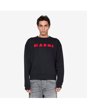 Marni Mohair Patch Logo Sweatshirt, 100% Cotton - Black