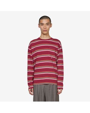 sunflower Stripe Longsleeve Pocket T-Shirt 650, 100% Cotton - Red