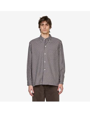 Beams Plus Open B. D. Dobby Plaid Shirt, 100% Cotton - Grey