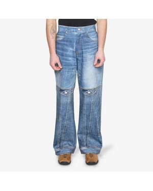 ANDERSSON BELL Custom-Like Printed Denim Trousers, 100% Cotton - Blue