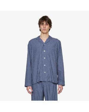 Tekla Fine Twill Longsleeve Shirt Lanegan Checks, 100% Cotton - Blue