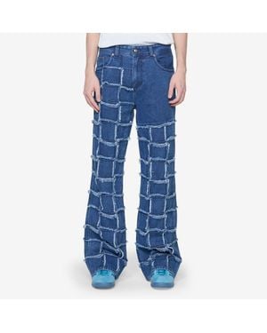 ANDERSSON BELL New Patchwork Wide Leg Jeans Washed, 100% Cotton - Blue