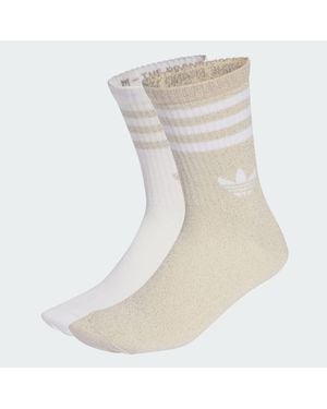 adidas 3-Stripes Glitter Crew Socks 2 Pairs - Natural