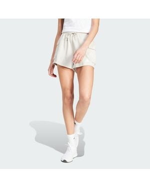 adidas Essentials Small Logo French Terry Cargo Shorts - White