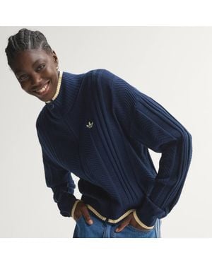 adidas Cable Knit Firebird Track Top - Blue