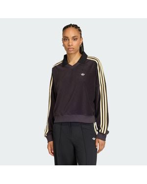 adidas Terry Towel V Neck Long Sleeves Polo Shirt - Black