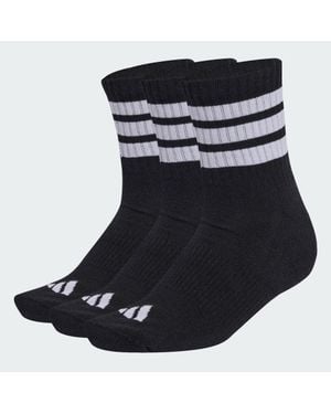 adidas 3 Stripes Cushioned Sportswear Mid Cut Socks 3 Pair Pack - Black