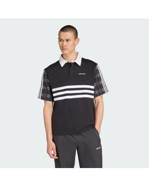 adidas Tartan Regular Rugby Polo - Black
