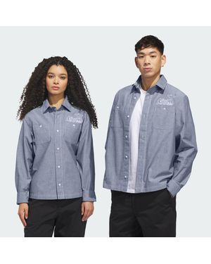adidas Skateboarding X Mark Gonzales Long Sleeve Button Up Shirt - Blue