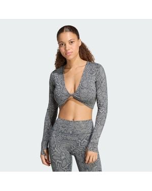 adidas Primelift Workout Snake Twist Reversible Long Sleeve T-Shirt - Grey