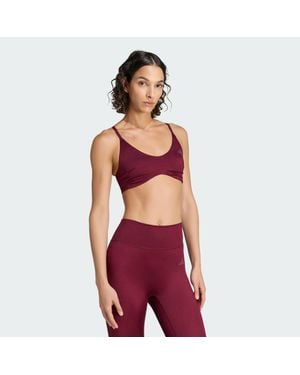 adidas Optime Essentials Workout Shine Light Support Bra - Red