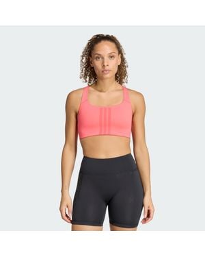 adidas Optime Workout 3-Stripes Medium Support Bra - Red