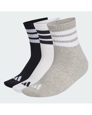 adidas 3 Stripes Cushioned Sportswear Mid Cut Socks 3 Pair Pack - Grey