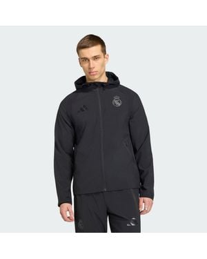adidas Real Madrid Travel Full Zip Windbreaker - Black