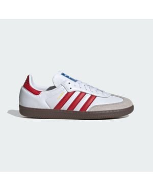adidas Originals White And Better Scarlet Samba Og Trainers