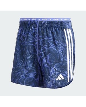adidas Own The Run Excite Allover Print Aeroready Shorts - Blue