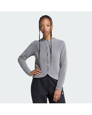 adidas Prem Ess Cardigan, Knopfleiste, Chenille - Grau