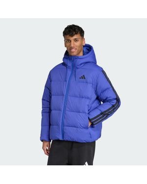 adidas Essentials Climawarm 3-Stripes Puffer Down Hooded Jacket - Blue