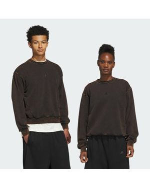 adidas Washed Fleece Crewneck Sweatshirt - Black