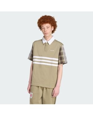 adidas Tartan Regular Rugby Polo - Natural