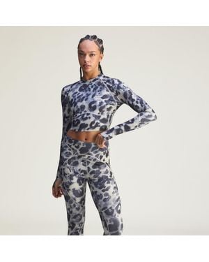 adidas By Stella Mccartney Training Longsleeve Crop Printed Top - Blue